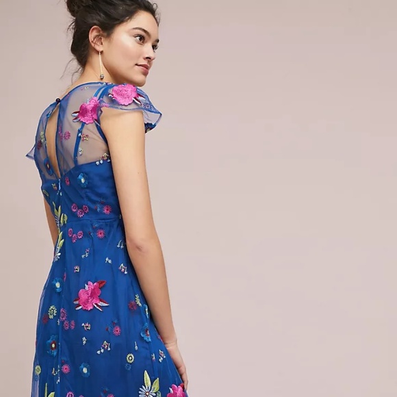 Tracey Reese for Anthropologie Embroidered Topaz Dress Size 6 - Picture 3 of 13
